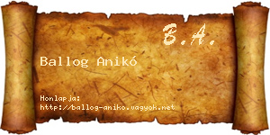Ballog Anikó névjegykártya